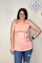 Load image into Gallery viewer, Selena Blush V-Neck Ruffle Sleeve Tank Top - Rusty Soul