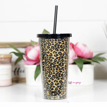 Load image into Gallery viewer, Brown Leopard Tumbler with Straw