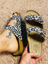 Load image into Gallery viewer, Zoe White Leopard Double Strap Adjustable Sandals - Rusty Soul