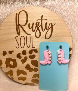 Kick Up My Boots Clay Earrings