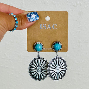 Lovely Day Silver Aztec & Turquoise Earrings