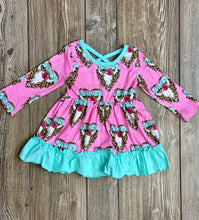 Load image into Gallery viewer, Morgan Pink &amp; Mint Cheetah &amp; Cow Head Twirl Dress - Rusty Soul