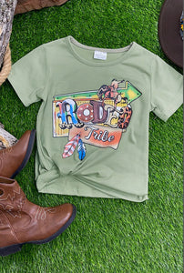 Olive Rodeo Tribe Girls Tee