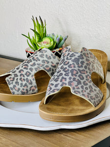 Tessa Shimmer Leopard Flat Sandal