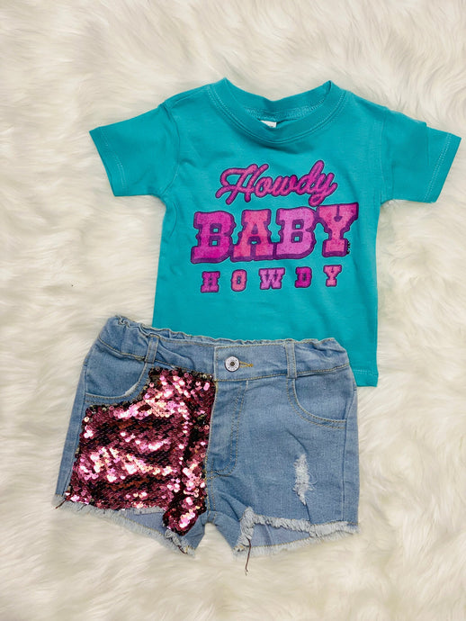 Catalina Pink Sequin Light Wash Denim Shorts - Rusty Soul