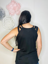 Load image into Gallery viewer, Grace Black Strappy Ribbed Tank Top - Rusty Soul