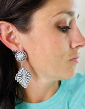 Load image into Gallery viewer, Dancing In The Street Silver Diamond Concho Earrings