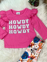 Load image into Gallery viewer, Evie Pink Howdy Long Sleeve Tee