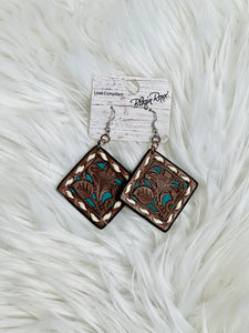 Floral Leather Stitched Earrings