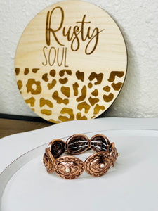 Tipi White Turquoise & Copper Concho Streach Bracelet - Rusty Soul