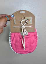 Load image into Gallery viewer, Pink &amp; Navy Aztec Baby Bib &amp; Headband Set