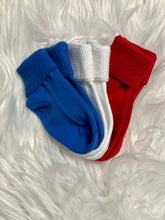Load image into Gallery viewer, Red White &amp; Blue Baby Socks