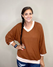 Load image into Gallery viewer, Angelina Rust &amp; Cream Waffle Knit Sweater - Rusty Soul