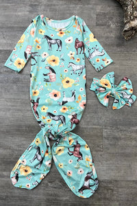 Ava Floral Horse Baby Gown