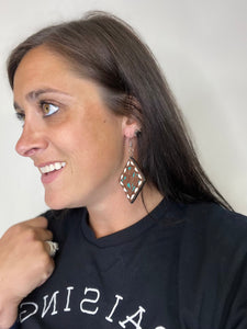 Floral Leather Stitched Earrings