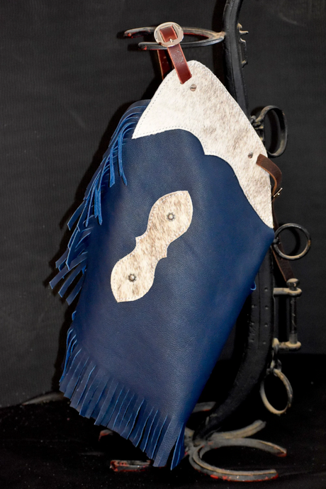 Genuine Leather Cowhide Chinks Navy Blue & Cowhide