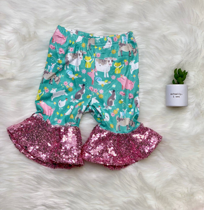 Ariella Farm Animal Mint Capris Bell Bottoms - Rusty Soul