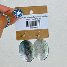 Load image into Gallery viewer, California Girls Silver &amp; Turquoise Oval Earrings