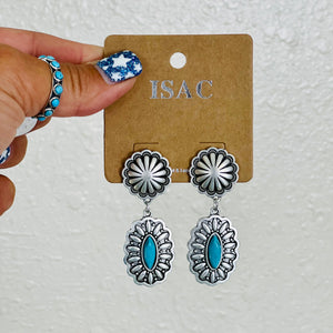 Summer of 69' Silver Aztec & Turquoise Earrings