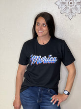 Load image into Gallery viewer, Merica’ Black 4th of July Tee