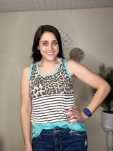 Load image into Gallery viewer, Elsie Mint, Stripes, &amp; Cheetah Racer Back Tank Top
