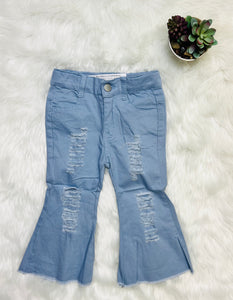 Sky Blue Distressed Bell Bottoms - Rusty Soul